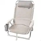 Aktive 62623 - Silla, cojín, Plegable, 67x67x76 cm, Silla de Playa reclinable, 4 Posiciones, Color Beige, con asa de Transporte, Gris