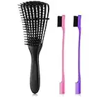 Sunnysam Ensemble de 3 pinceaux démêlants avec Brosse de Bord Double Face, démêlant pour Afro America Textured 3a à 4c Kinky Wavy pour Cheveux bouclés humides/secs/Longs épais (tête de Brosse lar