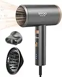 SIYOO Hair Dryer with Diffuser, 1600W Ionic Blow Dryer, Constant Temperature Hair Care Without Hair Damage, Lightweight Portable Travel, Hairdryer, Grey Gold