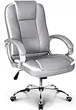 NEO CHAIR Office Chair Computer Desk Chair Gaming - Ergonomic High Back Cushion Lumbar Support with Wheels Comfortable Grey Leather Racing Seat Adjustable Swivel Rolling Home Executive