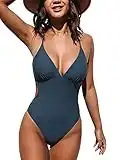 CUPSHE Traje de baño de una Pieza para Mujer Triángulo Cuello en V Monokini Diseño de Espalda Cruzada Recortes Figura Que Forma Traje de baño de una Pieza Traje de baño Azul Marino L