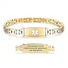 7 1/2 in Gold Lady Medical Alert id Bracelets-Stainless steel Medical bracelets for women with Free engraving