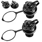 Acehome 2 Pcs Inflatable Boat Air Valve, Boston Spiral Air Plugs Quick Inflate & Deflate Screw Nozzle Cap Anti-leakage Bungs Replacement for Kayak, Dinghy, Airbeds, Hot Tub, Raft, Pool Boat-Black