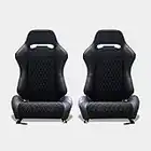 MODAUTO Asiento Deportivo Coche,Semibaquet Deportivo Ajustable,Adaptable para Coches,Ríeles Incluidos,Conductor y Pasajero,para Coche y Simulador de Conducción,Modelo N580LR,Negro