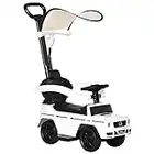 HOMCOM Coche Correpasillos para Niños +12 Meses Mercedes G350 Empujador Andador con Bocina Capota Extraíble Respaldo y Barandilla 85,5x40,5x95 cm Blanco