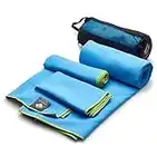 OlimpiaFit Quick Dry Towel - 3 Size Pack of Lightweight Microfiber Travel Towels w/Bag - Fast Drying Towel Set for Camping, Beach, Gym, Backpacking, Sports, Yoga & Swim Use﻿