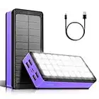 Portable Solar Charger 30000mAh, Solar Power Bank with 4 Outputs & Dual Inputs 32 LEDs Flashlight, Waterproof Charger Fast Charging Battery Pack for Smartphones Tablets Outdoors