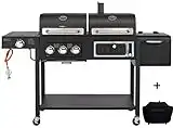 CosmoGrill Barbecue DUO Gas Grill + Charcoal Smoker Portable BBQ (Black With Cover)