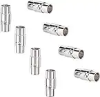 Angel Malone 5pcs. Strong Magnetic Jewellery Bracelet Brass Twist Clasps for Leather Necklace Bracelet Cord End Caps for Jewellery Making - UK Seller (Platinum. Hole 7mm)