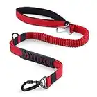 HAPPY HACHI Guinzaglio per Cani con Cintura Sicurezza, Lunghina Corda Addestramento Cane Doppia Maniglia Impugnatura Imbottita Elastico Riflettente Passeggio(Lunghezza 110-150 cm, Rosso)