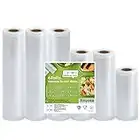 Anysea Sacchetti per Sottovuoto Alimenti：Rotolo Sottovuoto Alimenti per Conservazione Alimenti, Sacchetti Sottovuoto Compatibili con Macchina Sottovuoto, Senza BPA, 6 Rotolo 15x1/20x2/28x3/300cm