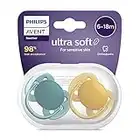 Philips Avent Ultra Soft Pacifier 2 Pack - BPA-Free Dummy for Babies from 6-18 Months (Model SCF091/04)