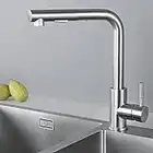 CECIPA Hochdruck Wasserhahn Küche Ausziehbar, Küchenarmatur mit Brause Zwei Wasserstrahlarten, Einhebel Spültischarmatur 360° Schwenkbar, Mischbatterie Küche Edelstahl Gebürstet, X203S