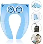 Gimars Foldable Potty Toilet Training Seat for Baby/Children Upgrade Portable Travel Baby Toilet Training Seat with 6 Antislip Silicone Pads & Carry Bag (Blue)