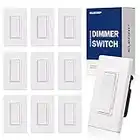 ELEGRP Digital Dimmer Light Switch for 300W Dimmable LED/CFL Lights and 600W Incandescent/Halogen, Single Pole/3-Way LED Slide Dimmer Light Switch, Wall Plate Included, UL Listed, 10 Pack, Matte White