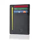 Bronzi Portafoglio Uomo Donna Piccolo Sottile Slim Elegante - Blocco RFID - Nero Pelle Alta Qualità - Mini Porta Tessere Documenti Carte Di Credito - Design Italiano - Regalo