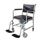 Mobiclinic, Silla de WC con ruedas, Ancla, Silla de inodoro para minusválidos, Silla de ruedas con inodoro, discapacitados, ancianos, Reposabrazos, Asiento ergonómico, Gris