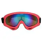 Lunettes de Ski, Lunettes de Ski Coupe-vent PC pour Enfants, Lunettes de Snowboard et de Moto, Légères, Vue Large, Lunettes de Cyclisme Unisexes pour Adultes et Enfants(Film couleur cadre rouge)