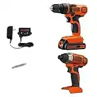 BLACK+DECKER 20V MAX Cordless Drill and Impact Driver, Power Tool Combo Kit with Battery and Charger (BD2KITCDDI)