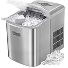 Ice Makers Countertop, KUMIO Stainless Steel Ice Machine 2.1L, 33 Lbs in 24 Hrs, 10 Bullet Ice Cubes Ready in 9 Mins, Self-Cleaning Ice Maker Machine with Scoop and Basket