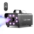 Máquina de Humo, TOGAVE Máquina de Niebla con 8 Luces LED y 13 Efectos de Iluminación de Colores, 500W Máquina Humo portátil con mando a distancia Decoración para Halloween, Navidad, Fiesta, Boda