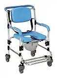 Homecraft Ocean Wheeled Shower Commode Chair, Padded Shower Seat with Wheels and Built In Toilet, Shower Chair and Toilet, Bath Stool for Bathing, Elderly, Disabled, and Limited Mobility