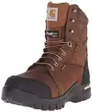 Carhartt mens 8" Rugged Flex Insulated Waterproof Breathable Safety Toe Leather Work Boot Cmf8389 Construction Shoe, Brown, 9.5 US