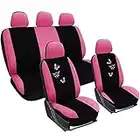 WOLTU 7247 Coprisedile Copertura Sedile Auto Seat Cover Completo Poliestere Universale Donna Farfalle Comodo Rosa