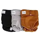 Avont [3 Pack] Washable Female Dog Diapers, Premium Reusable Highly Absorbent Doggie Diapers Wraps Durable Dog Diaper Cover -Black/Brown/Grey