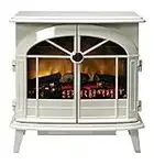 Dimplex Chevalier Optiflame Electric Stove, High Gloss Ivory Enamel Style Freestanding Fire with LED Flame Effect, Opening Doors, Artificial Log or Coal Fuel Beds, 2kW Heater and Remote Control