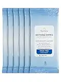 Rinse Free Bathing Wipes (6-Pack) | 48 Microwavable Adult No Water Rinse Free Wash Cloths with Aloe Vera and Vitamin E - Cleansing Body Bath Wipes - Latex, Lanolin, and Alcohol Free - 6 Packs of 8 Wipes