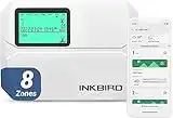 Inkbird Smart WiFi Sprinkler Controller, 8 Zones Indoor Automatic Irrigation System, Built-in Non-Volatile Memory, App Monitoring, Seasonal Adjust and Rain Sensor, with Weatherproof Cover