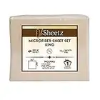 Oh Sheetz King Microfiber Bed Sheet Set - Smooth Brushed Microfiber - Deep Pocket Fits Up to 18" Mattresses - Vegan Ivory