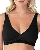 Kindred Bravely Sublime Adjustable Crossover Nursing Bra for Breastfeeding | Wireless Maternity Bra, Black, M