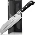 Cutluxe Couteau Japonais - Couteau de Chef Professionnel Santoku 17.7cm - Lame Professionnelle en Acier Allemand à Forte Teneur en Carbone - Couteaux de Découpe pour la Cuisine - Série Artisan