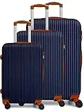 CALDARIUS Suitcase Set | Hard Shell Suitcase | Lightweight | with Combination Lock | 4 Dual Spinner Wheels | Travel Bag, Luggage Sets, (3 Piece Full Set) (Blue)