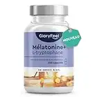 Complexe Mélatonine + L-Tryptophane 500 mg, Vitamine B6 avec Magnésium, 240 Capsules (4 mois), Aide Naturelle au Sommeil, Tryptophane Relaxant, Contre la Fatigue et L'Épuisement*, 100% Végétalien