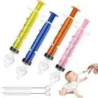 Clundoo Irrigatore Nasale, 4 PCS Aspiratore Nasale per Bambini, Aspiratori Nasali Riutilizzabile, Pulitore Nasale Sicuro (Rosa Blu Arancione Giallo)