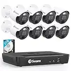 Swann Home Security Camera System with 2TB HDD, 8 Channel 8 Cam, POE Cat5e NVR 4K HD Video, Indoor or Outdoor Wired Surveillance CCTV, Color Night Vision, Heat Motion Detection, LED Light, 876808