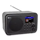 Ocean Digital WR-336F Wi-Fi Internet FM Radio Portable with Rechargeable Battery Bluetooth Receiver 2.4’’Color Display 4 Preset Buttons Stress Relief Relaxation Sleep Aid Wooden Housing Black