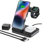 Boaraino Caricabatterie Wireless 3 in 1, Stazione di Ricarica Wireless Compatibile con Apple Watch 8/7/6/SE/5/4/3, Airpods 2/3/Pro, iPhone 14/14 Max/14 Pro/14 Pro Max/iPhone 13/12/11/X/Xr/8 Plus/8