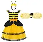 ReliBeauty Costume Vestito Ape Bambina con Ali, 3-4 anni(100 cm)