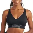 PUMA Women's Seamless Sports Bra, Black/Grey, Medium