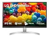 LG 27UL500-W - Monitor 27 pulgadas UHD, Panel IPS: 3840x2160, 60Hz, 5 ms, 1000:1, 300nit, sRGB 98%, 16:9, HDMI, DisplayPort, Conectividad Universal, Inclinación Ajustable, Color Blanco