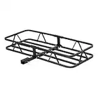 CURT 18145 48 x 20-Inch Basket Hitch Cargo Carrier, 500 lbs Capacity, Black Steel, 1-1/4, 2-in Adapter Shank