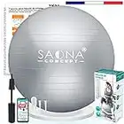 Saona Concept Ballon Fitness 55, 65 ou 75 cm avec Pompe | Ballon Gym, Pilates, Grossesse, Yoga, Kinésithérapie | Gym Ball ou Swiss Ball idéal pour Assise Bureau | Jusqu'à 300kg (65 cm)