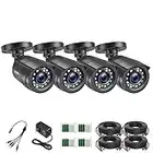 ZOSI 4 Pack 2MP 1080p HD-TVI Home Security Camera Outdoor Indoor 1920TVL,24PCS LEDs,80ft Night Vision, 90°View Angle, Weatherproof Outside Surveillance CCTV Bullet Camera(Black)