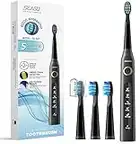 EU ROHS Certified Ultrasonic Electric Toothbrushes for Adults Teenager Rechargeable with Timer 4 Dupont Brush Heads 5 Modes USB Fast Charge 40,000VPM IPX7 Waterproof FW Classic Model (SG-507 Black)