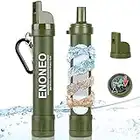 ENONEO Personal Water Filter Straw 1500L 4 in 1 Outdoor Survival Water Purification Straw Remove 99.99% Bacteria & Protozoa with Whistle,Compass,Mirror for Camping Hiking Travel Emergency Gear (Green)