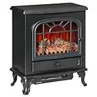 HOMCOM Electric Fireplace Heater, Freestanding Fireplace Stove with Realistic Flame Effect and Adjustable Temperature, Overheat Safety Protection, 750W/1500W, Black